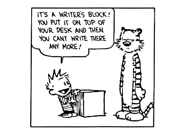 what causes writer's block? calvin and hobbes